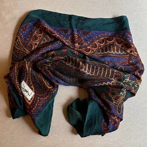 Yves Saint Laurent Vintage Silk Multicolor Paisley Scarf